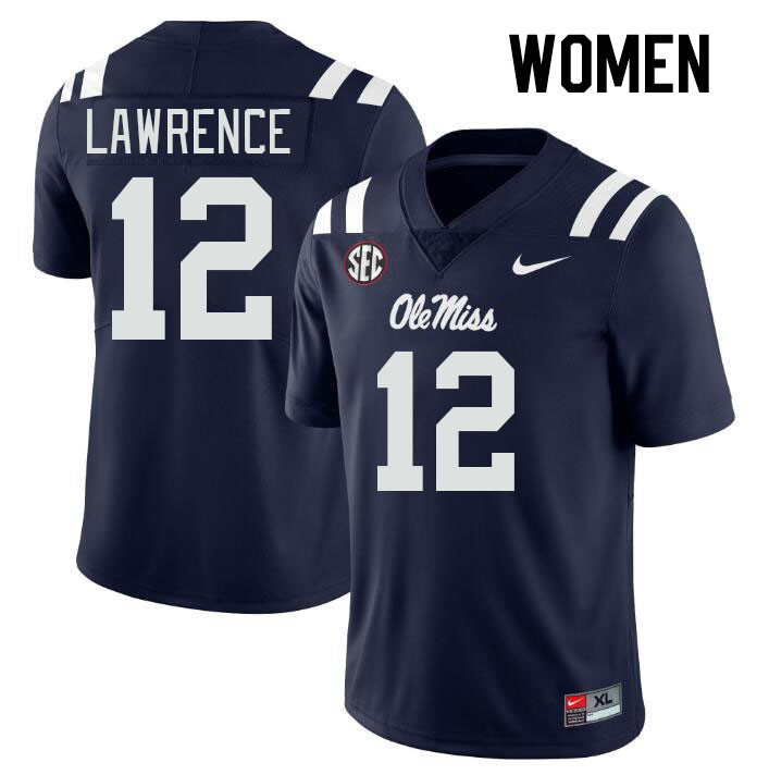 Women #12 Key Lawrence Ole Miss Rebels College Football Jerseys Stitched-Navy